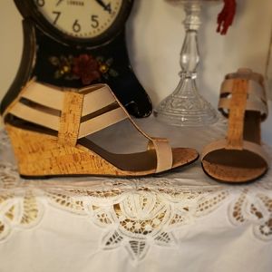 VanEli Cork 2.5" Wedge Strappy Sandals Sz8.5